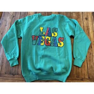 Vintage LAS VEGAS Sweatshirt Circa 1992 Graphic Hanes Made In The USA Size Med.